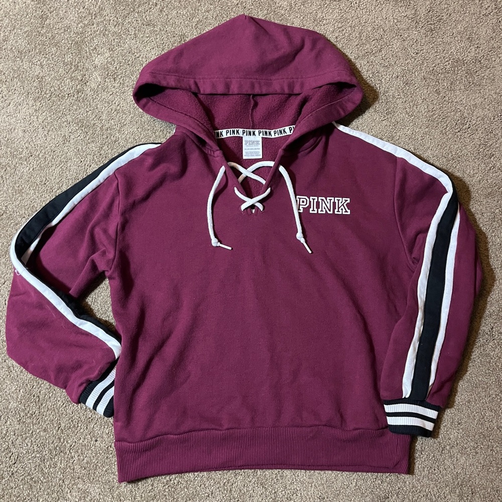 Victoria’s Secret PINK cropped hoodie with lace up detail